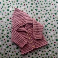 Strickjacke für Mädchen ab Größe 50/56 bis Größe 92/98 rosa pullover mit kapuze taufkleidung geschenk taufe geburt Bild 9