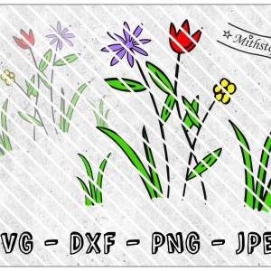 Datei - Blumenwiese - Blumen - Tulpe - Blüte - Frühling - Sommer - SVG - DXF - PNG - Jpeg - Bild 1