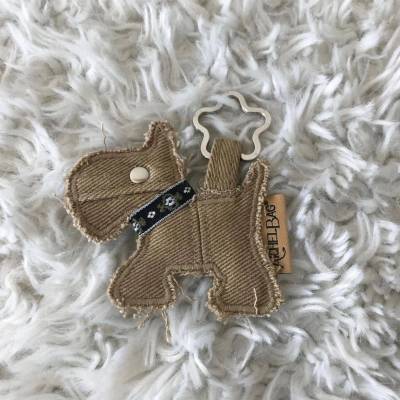 Schlüsselanhänger / Taschenbaumler Hund | Jeans Upcycling beige / Recycling, AichelBag