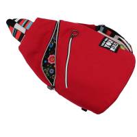 modischer, geräumiger Cross-Body-Bag aus trendigen roten Canvas, Rucksack Bild 3