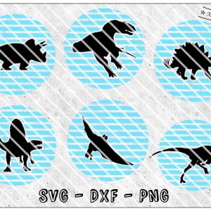 Plotterdatei - Dinosaurier - Dino - cool - SVG - DXF - PNG - Jpeg - Kreis - Datei - Triceratops - T-Rex - Pteranodon - S Bild 1