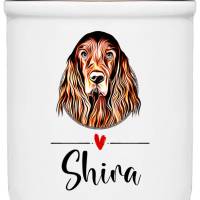 Keramik Leckerlidose IRISH SETTER mit Hunde-Silhouette - personalisiert mit Name Bild 1