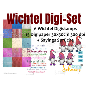 Digiset Wichtel Digipapier und Digistamps mit Sayings Schana Design