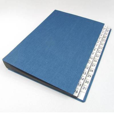 Termin-Mappe, Unterschriftenmappe, blau, innen Buntpapier, Schreibtischmappe