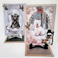 Geldgeschenk Weihnachtskarte Terrier 2 Stk. mit Kartenständer Geschenkverpackung Bild 1