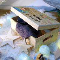 Erinnerungskiste Baby, aus Holz, Erinnerungsbox personalisierbar mit Name und Datum, individuell, Sternzeichen Wasserman Bild 4