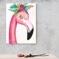 Flamingo Acrylbild 2021 handgemalt, 40x30cm Bild 1