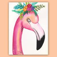 Flamingo Acrylbild 2021 handgemalt, 40x30cm Bild 2