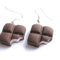 Schokoladen Tafel Ohrringe handmade Ohrhänger Bild 1