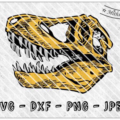 Plotterdatei - Dino - T-Rex - Schädel - SVG - DXF - Datei - Knochen - Dinosaurier