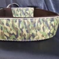 Halsband Hundehalsband Gr. 45-55 cm verstellbar ungepolstert od. gepolstert m. Neopren Muster Camouflage Bild 1