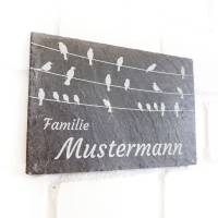 Türschild Schiefer, Familienschild für die Haustüre, Naturschieferplatte bedruckt, personalisiertes Schild für Familie Bild 2