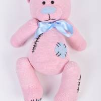 Handgefertigte gehäkelte Puppe Bär "WILHELMINA" aus Baumwolle, Amugurumi Teddy, Kuscheltier als Geschenk für Kin Bild 1