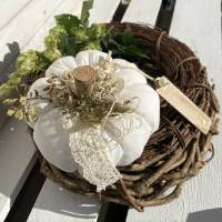 Kürbis Leinen,Creme Natur getrocknete Blumen in Herbstdeko Bild 3
