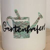 Gartenhaferl  Kaffeehaferl Haferl Becher Keramikbecher mit Aufschrift Tasse, Gartenhaferl mit Gießkanne Bild 5