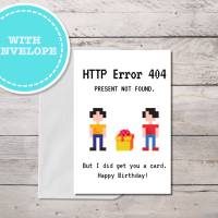 lustige Geburtstagskarte für IT-ler/in "Error Geschenk nicht gefunden" als sofort Download PDF Bild 3