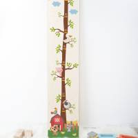 Holz - Messleiste für Kinder, personalisiert mit Name und Datum, Messlatte für Kinder, Motiv: Bauernhof Tiere Bild 1