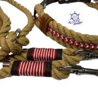 Leine Halsband Set verstellbar, alle Größen möglich, natur, rot, weiß, braun, Wunschlänge Bild 3