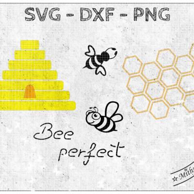 Plotterdatei - Biene - SVG - DXF - PNG - Datei - bee perfect - SumSum - Bienenkorb