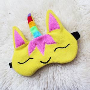 Schlafmaske, Schlafbrille einhorn gelb Regenbogen unicorn frauen kinder Reise-Zubehör Reise-Accessoire Spa-maske Augenbi Bild 1