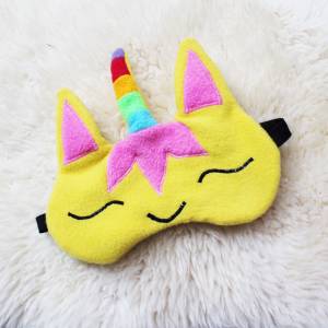Schlafmaske, Schlafbrille einhorn gelb Regenbogen unicorn frauen kinder Reise-Zubehör Reise-Accessoire Spa-maske Augenbi Bild 7