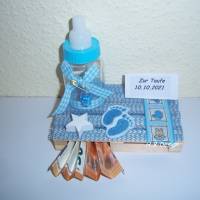 Zur Taufe-Geburt-Geldgeschenk,Taufgeschenk, Geschenk zur Geburt für einen Jungen mit Wunschtext. Bild 1