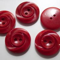 5 Vintage Knöpfe 27mm rot, Kunststoffknöpfe, 50er, 60er Jahre, Mantelknöpfe, Trödel Dings da Bild 2