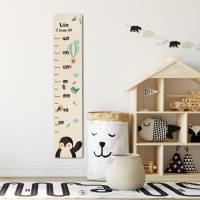 Holz - Messleiste für Kinder, personalisiert mit Name und Datum, Messlatte für Kinder, Motiv: Pinguin Bild 1
