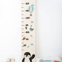 Holz - Messleiste für Kinder, personalisiert mit Name und Datum, Messlatte für Kinder, Motiv: Pinguin Bild 2