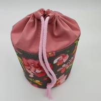 Utensilo Blüten taupe/rosé mit Kordelverschluß Bild 2
