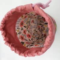 Utensilo Blüten taupe/rosé mit Kordelverschluß Bild 4