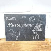 Türschild Schiefer, Familienschild für die Haustüre, Naturschieferplatte bedruckt, personalisiertes Schild für Familie Bild 4