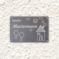 Türschild Schiefer, Familienschild für die Haustüre, Naturschieferplatte bedruckt, personalisiertes Schild für Familie Bild 6