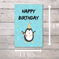 Geburtstagskarte Pinguin, Klappkarte mit Innenseite als sofort Download, PDF Bild 3
