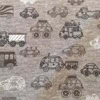 French Terry "Fahrzeuge", grau-schwarz-weiß, 160 cm breit, Meterware, Preis pro 0,5 lfdm Bild 1