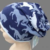 Jersey-Mütze, Long-Beanie mit Pferde, blau, Gr 53/54/55/56/57 cm (ab 3Lj.) Bild 5