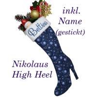 Nikolausstiefel High Heel aus Stoff personalisiert Bild 1