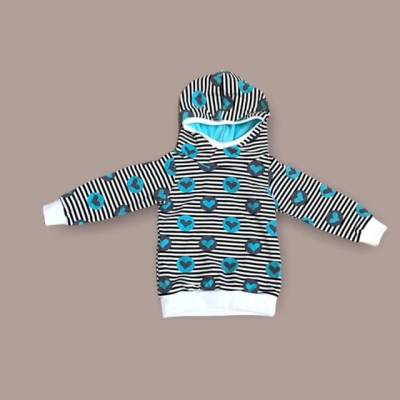 Kinder Kapuzen-Shirt blau-schwarz gestreift Gr. 92