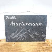 Türschild Schiefer, Familienschild für die Haustüre, Naturschieferplatte bedruckt, personalisiertes Schild für Familie Bild 4