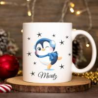 Personalisierte Tasse mit Namen Junge Mädchen Pinguin Bild 1