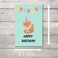 Geburtstagskarte mit süßen Eichhörnchen, Klappkarte mit Innenseite als sofort Download, PDF Bild 3