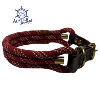 Hundehalsband, verstellbar, rot, braun, beige, gold, Leder und Schnalle Bild 5