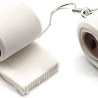 Toilettenpapier Ohrringe handmade Ohrhänger Klopapier Bild 1