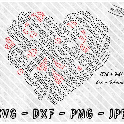 Plotterdatei - Strassherz - Strass - SVG - DXF - Datei  - Herz - Liebe