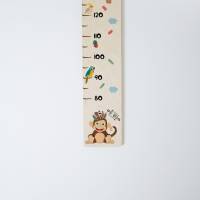 Holz - Messleiste für Kinder, personalisiert mit Name und Datum, Messlatte für Kinder, Motiv: Wild and Free Affe Bild 6