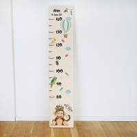 Holz - Messleiste für Kinder, personalisiert mit Name und Datum, Messlatte für Kinder, Motiv: Wild and Free Affe Bild 7