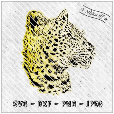 Leopard -  SVG - DXF - PNG - Jpeg - Plotterdatei von Mithstoff