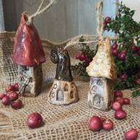 Wichtelhaus, Keramik, Geschenkanhänger, getöpferte Unikate, Handmade, 3er Set Bild 1