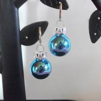 Weihnachtskugel-Ohrringe, Christbaumkugeln, Weihnachtskugeln, Ohrringe blau Bild 1