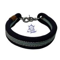 Halsband, Hundehalsband aus Tau 3 x 10 mm, dunkelblau, seegrün, silber, Karabiner und Ring Bild 5